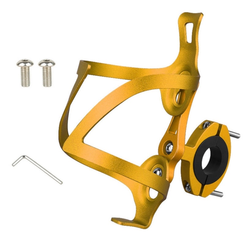 Rotating Bike Cup Holder Cage Bicycle Water Bottle Aluminum Alloy Bracket (Golden)