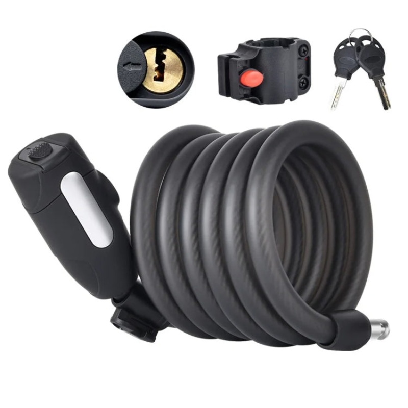 Thickened Steel Wire Chain Bicycle Lock Anti-Theft Fixed Portable (Matte Black 1.8m)
