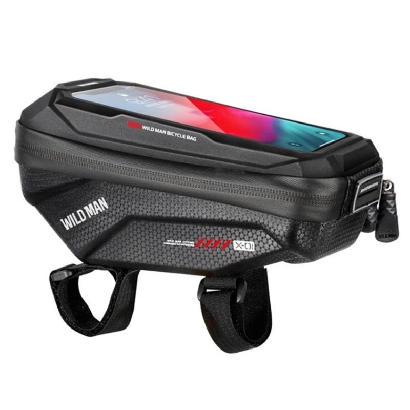 Wild Man X1 Waterproof Bicycle Phone Touch Screen Handlebar Bag (Red) - 1L