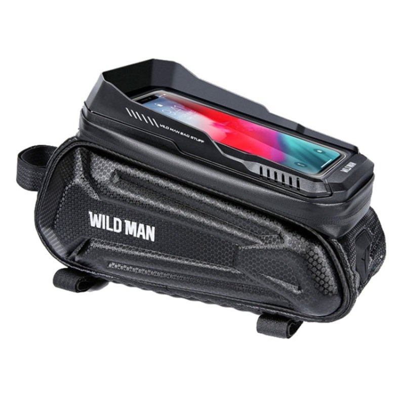 Wild Man XT5 EVA Hard Shell Bike Front Beam Bag Waterproof Touch Screen Phone Bag (Solar Pattern)(1.2L)
