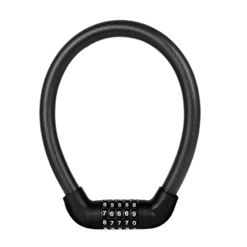 5-Digit Combination Bicycle and Electrical Vehicle Anti-Theft Lock Safety Cycling Lock (All Black)