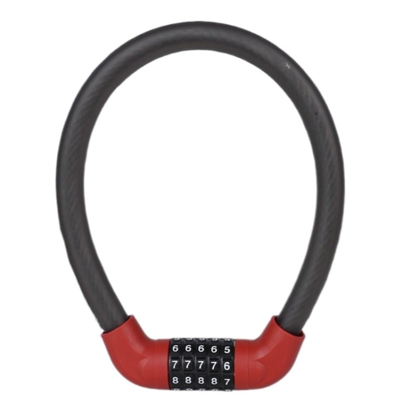 Bicycle and Electrical Vehicle 5-Digit Combination Lock Safety Anti-Theft Cycling Lock (Black Red 57 x 1.72cm)