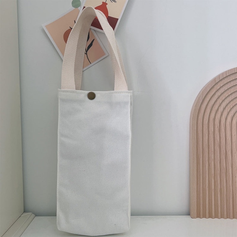 Canvas Thermos Cup Protective Cover Universal Water Bottle Tote Bag (White)