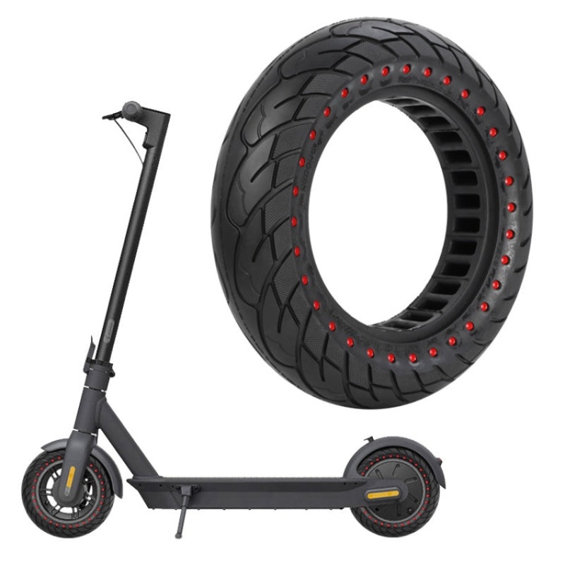 For Ninebot MAX G30 Electric Scooter 10x2.5 Inflatable Honeycomb Solid Run-flat Tire(44mm Slot Red)