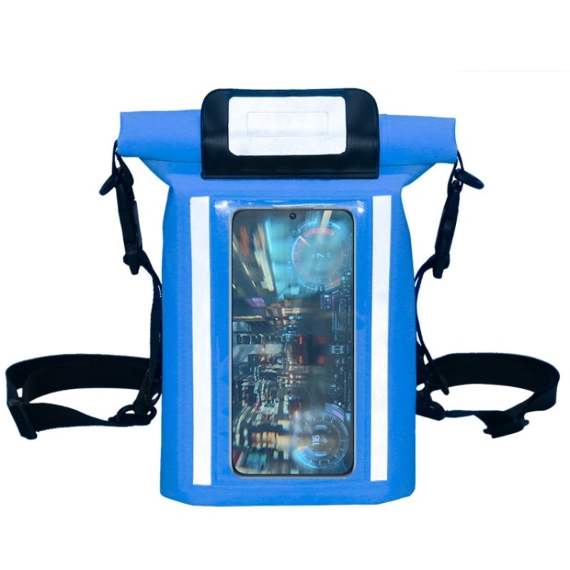 Swimming Touch Screen Mobile Phone Waterproof Bag Bicycle Front Beam Bag (Blue)