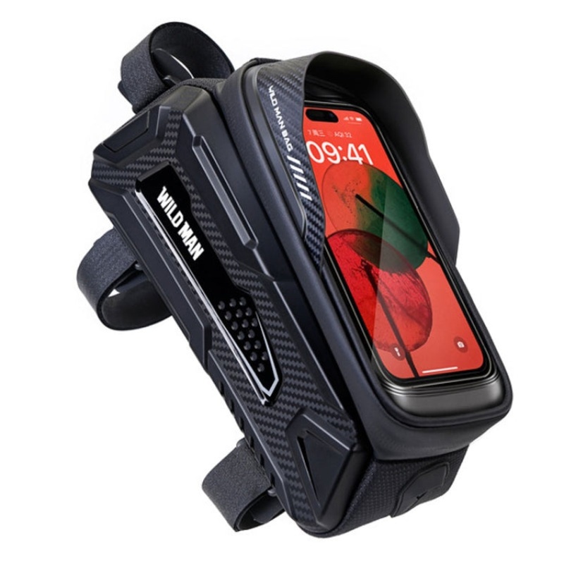 Wild Man M30 Hard Shell Mountain Bike Front Beam Bag TPU Touch Screen Cycling Equipment Bag (Black)