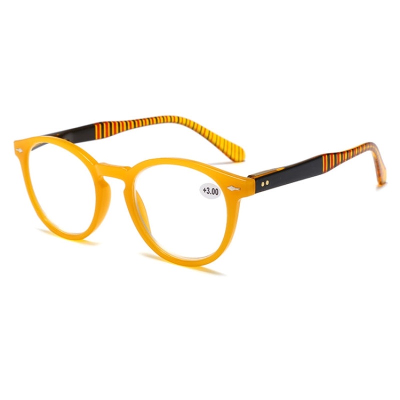 Retro Flexible Durable Portability HD Presbyopic Glasses +350(Yellow)