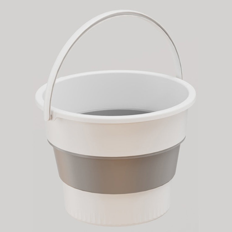 Thickened Portable Plastic Bucket for Outdoor Fishing and Car Travel (White Gray)