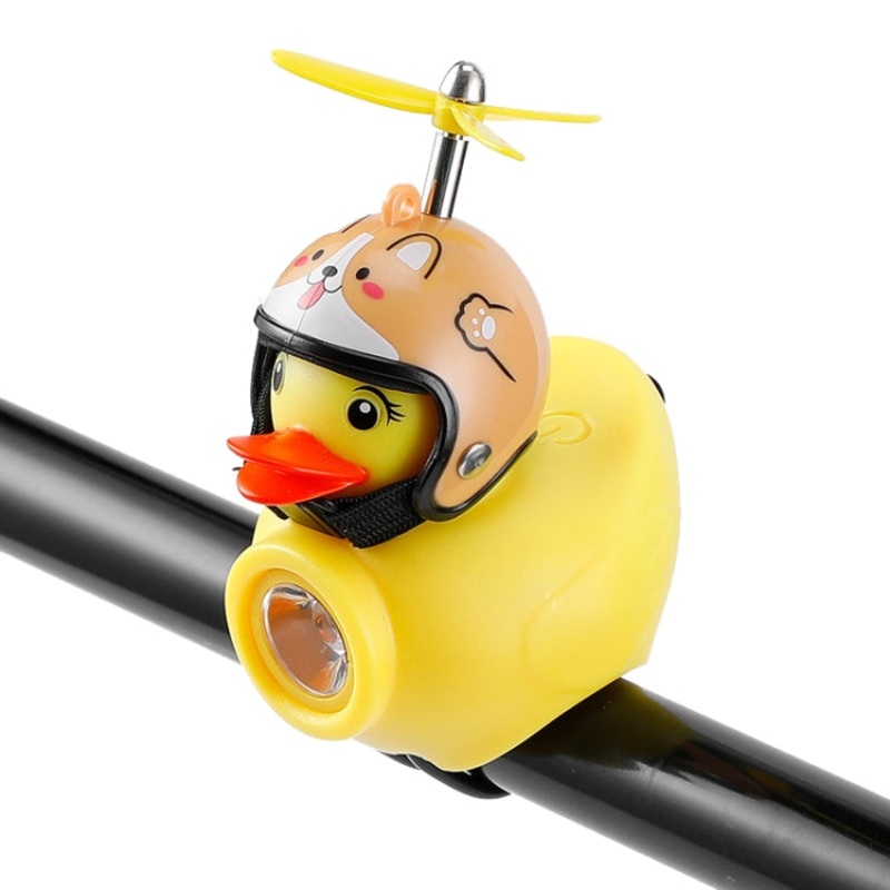 Yellow Duck Bike Bell Handlebar Headlight Car Ornaments Cycling Accessories Helmets Decor (Dog Helmet)
