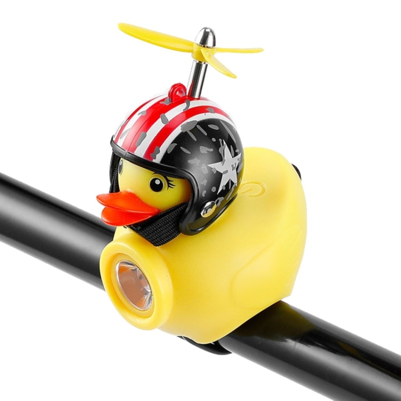Yellow Duck Bike Bell Handlebar Headlight Car Ornaments Cycling Accessories Helmets Decor (Star Dot Helmet)