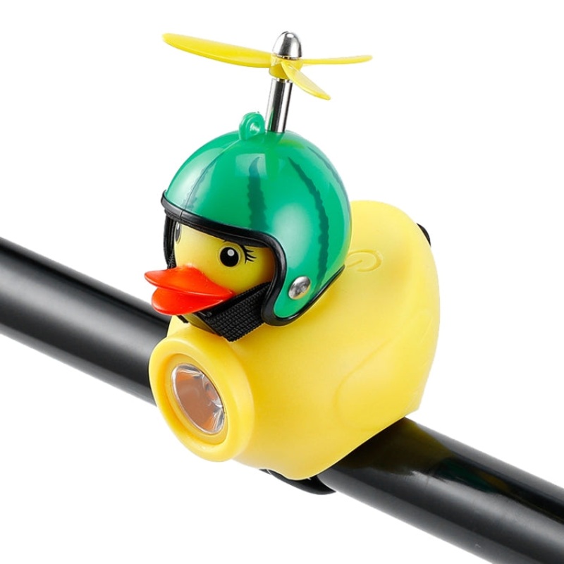 Yellow Duck Bike Bell Handlebar Headlight Car Ornaments Cycling Accessories Helmets Decor(Watermelon Helmet)