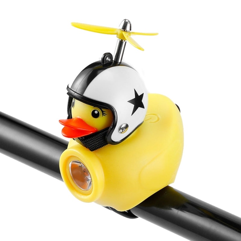 Yellow Duck Bike Bell Handlebar Headlight Car Ornaments Cycling Accessories Helmets Decor (White)Character count: 89