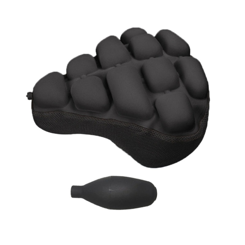 Bicycle Foldable Inflatable Airbag Cushion Seat Cover with Inflator (Black) Size M