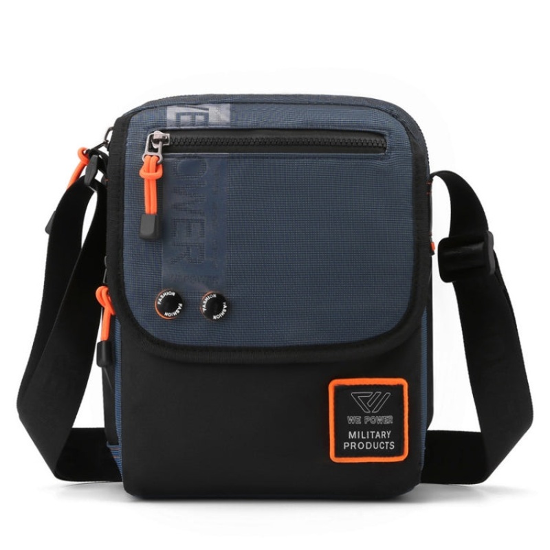 Men Casual Messenger Shoulder Backpack Outdoor Sports Bag (Dark Blue)
