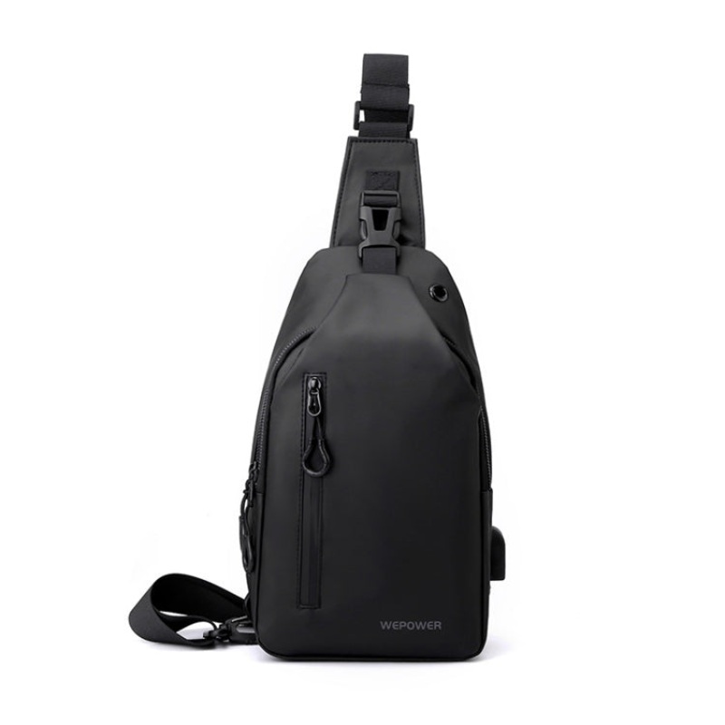 Men Casual Splashproof Backpack Chest Bag Black (Sizes S x L)