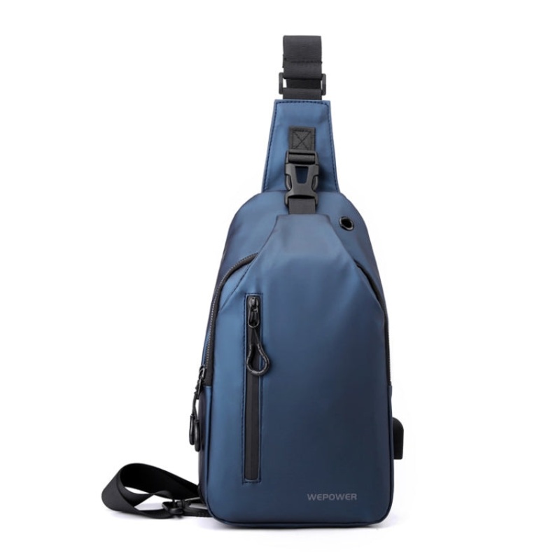 Men Casual Splashproof Chest Bag Backpack Navy Blue OSFA