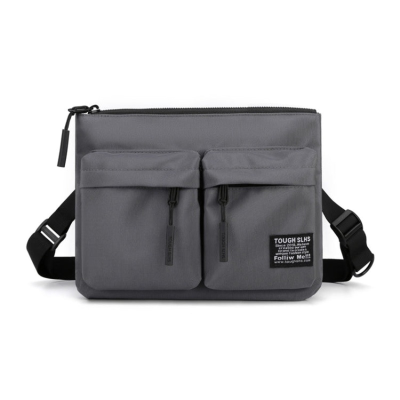 Men Chest Bag Leisure Sports Shoulder Bag Grey (One Size)