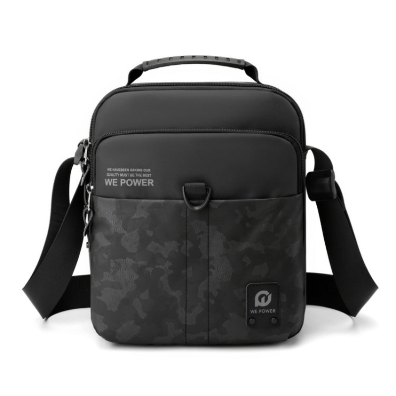 Men Sport Messenger Bag Outdoor Street Casual Messenger Bag (Black)