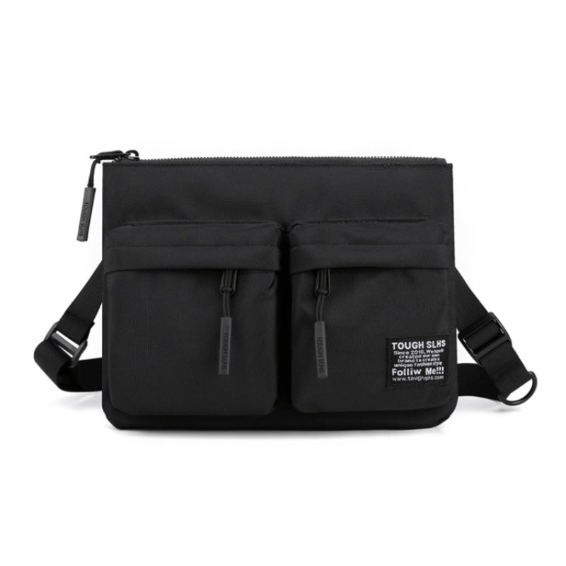 Mens Chest Bag Leisure Sports Shoulder Bag Black (One Size)