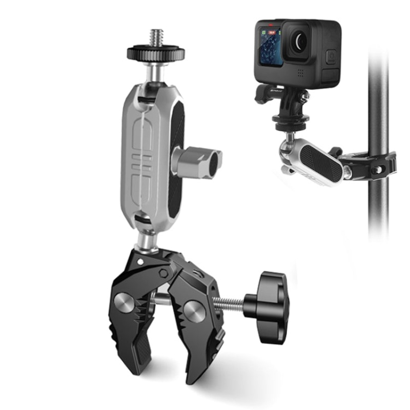 Puluz Crab Pliers Clip Arm Mount with Phone Clamp for Sports Camera (Black)