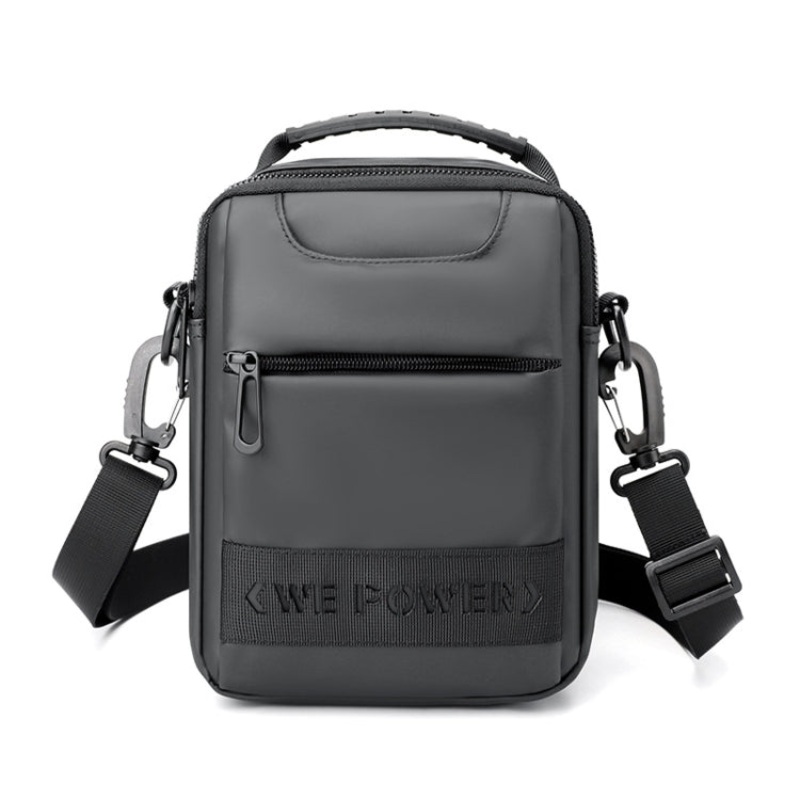 Simple Men Messenger Bag Can Wear Belt Hanging Handheld Shoulder Bag (Grey)