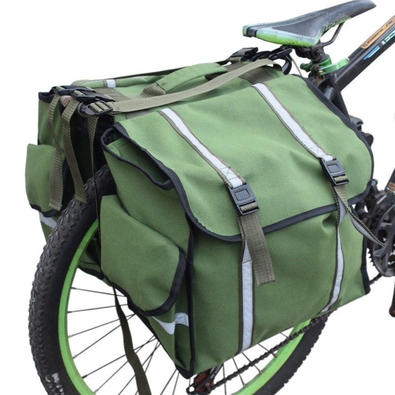 Waterproof Canvas Bicycle Saddle Bag Backpack Motorcycle Bag (Green)