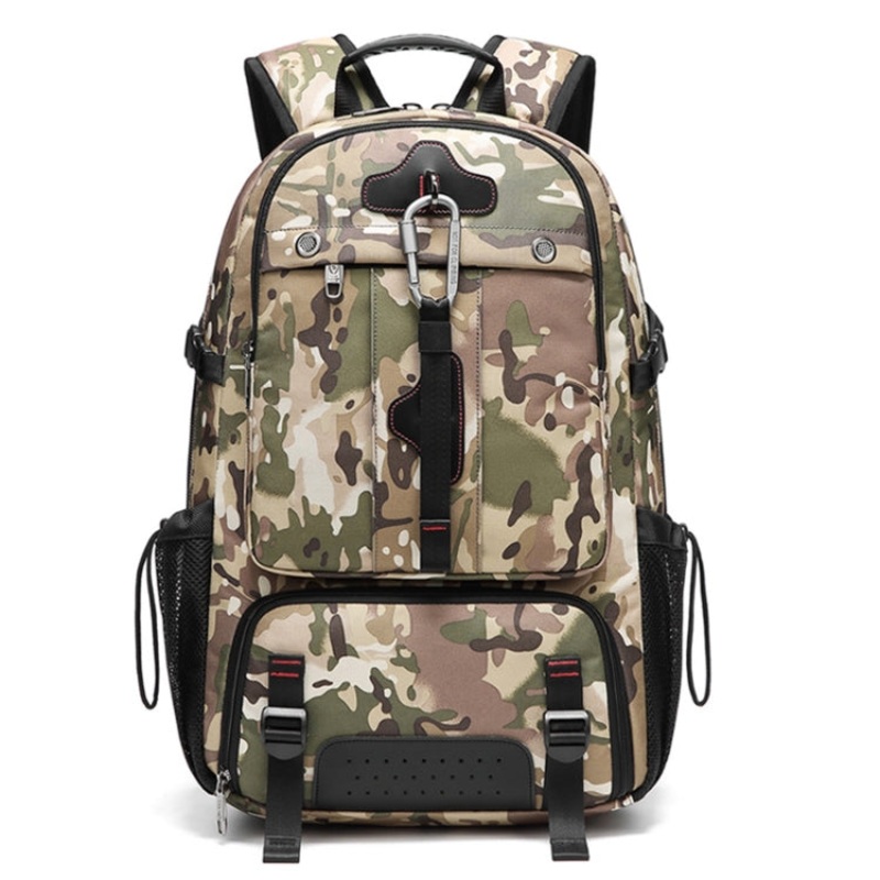 Expandable Shoe Compartment Backpack Camping Travel Bag with USB Port 65L (Full-camouflage)