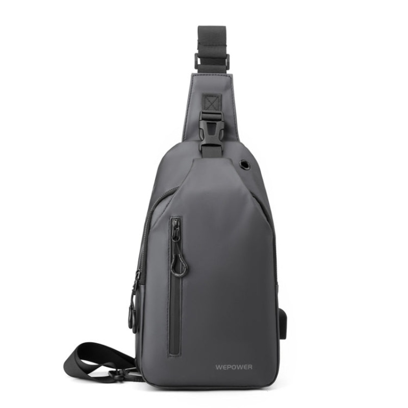 Gray Men Chest Bag Casual Splashproof Backpack (one size)