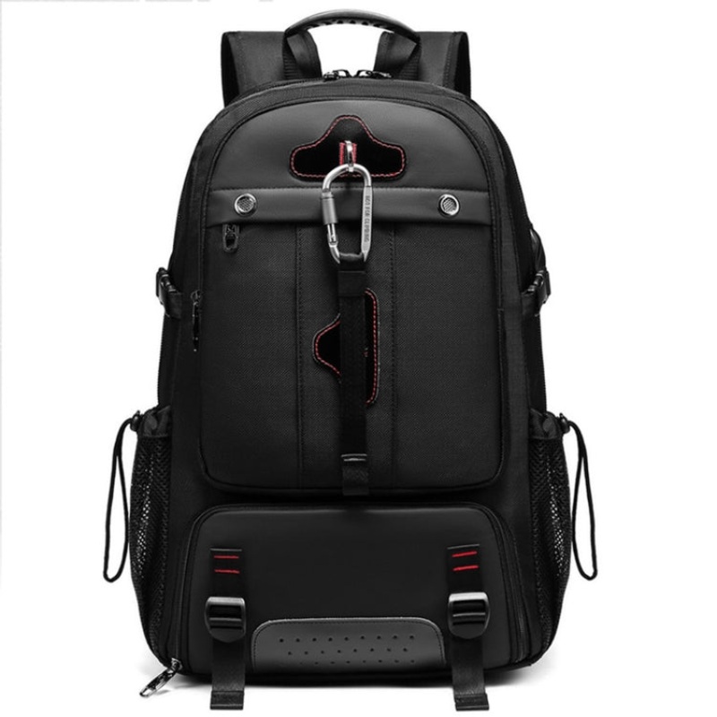 Large Capacity Expandable Backpack Camping Travel Bag with USB Port 65L (Black)