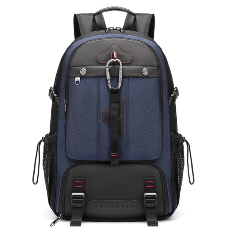 Large Capacity Expandable Shoe Compartment Backpack Camping Travel Bag with USB Port 80L Blue