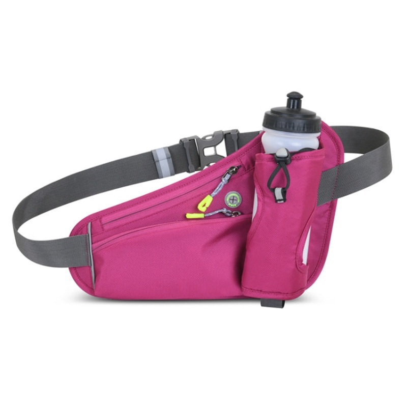Mountaineering Water Bottle Waist Bag for Outdoor Sports (Rose Red)
