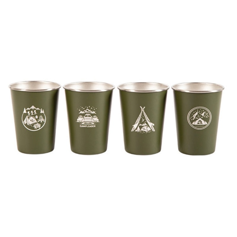 Outdoor Camping Folding Stainless Steel Water Cup Set (Army Green)