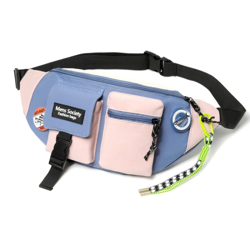 Canvas Crossbody Single Shoulder Backpack Light Sports Chest Bag Blue (Lanyard)
