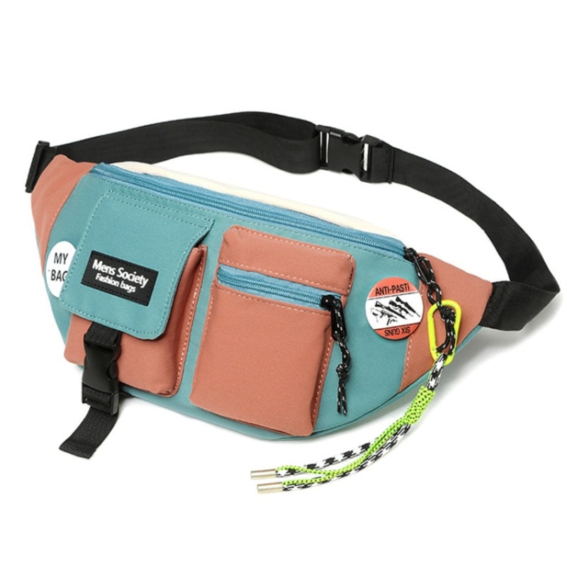 Canvas Crossbody Single Shoulder Backpack Light Sports Chest Bag (Green) + Lanyard