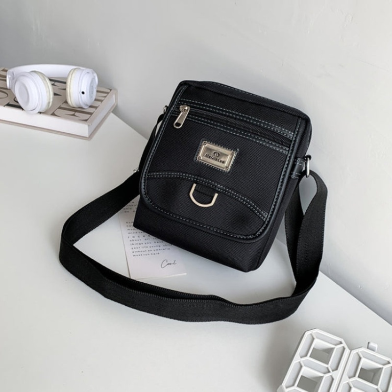 Commercial Male Single Shoulder Crossbody Bag Small Backpack Oxford Fabric (Black Large)