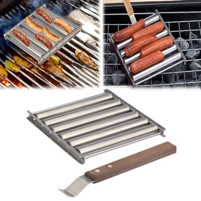 Hot Dog Sausage Grill Stainless Steel BBQ Rack Kitchen Tools