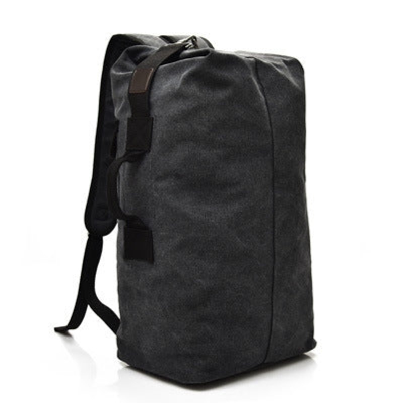 Large Capacity Outdoor Travel Canvas Double Shoulder Backpack Schoolbag (Large Black)