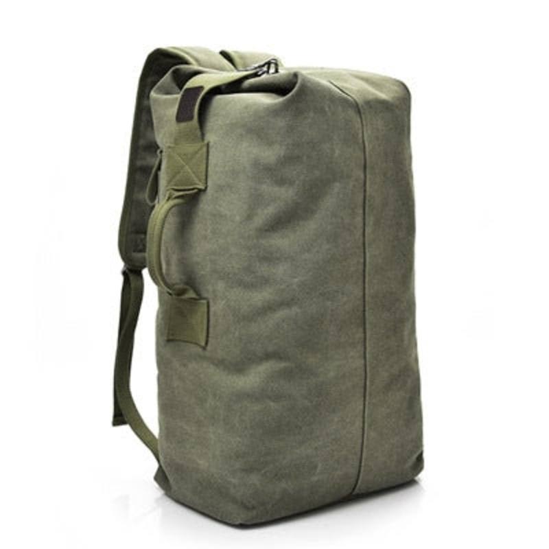 Large Capacity Outdoor Travel Canvas Double Shoulder Backpack Schoolbag(Specification: Large Green)