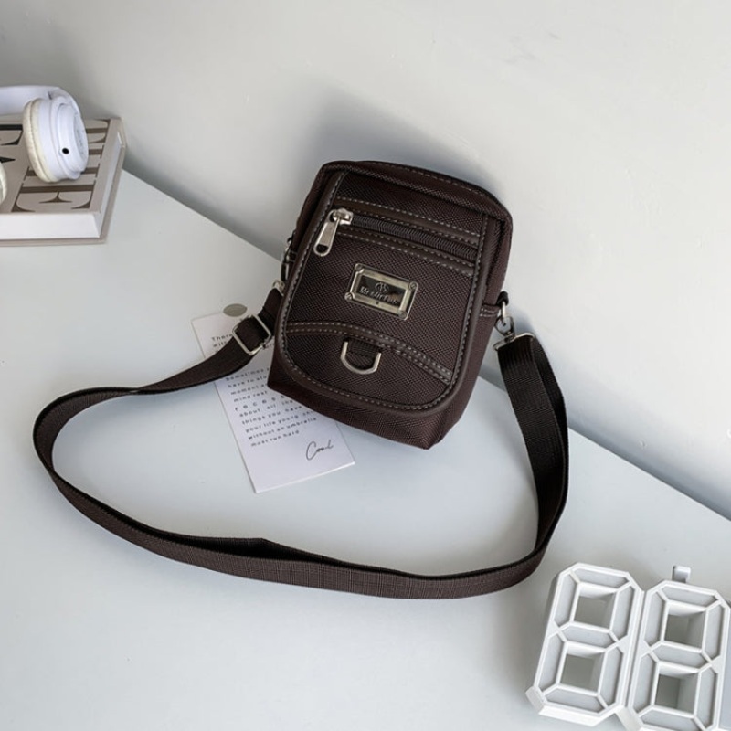 Male Single Shoulder Crossbody Bag Oxford Fabric Small Backpack (Brown)