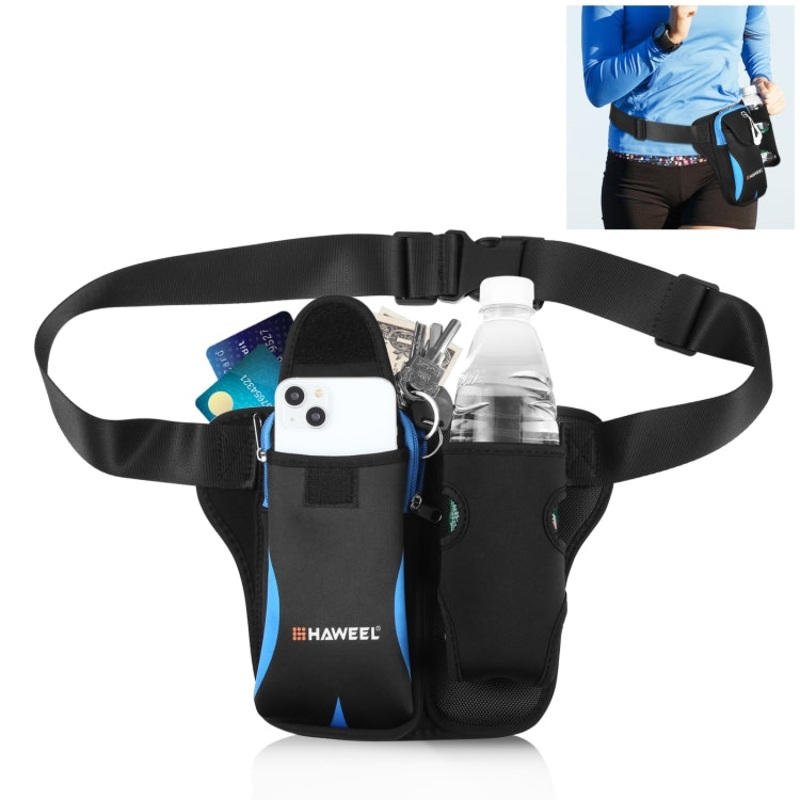 Multi-function Sports Fitness Water Bottle Waist Bag - Blue