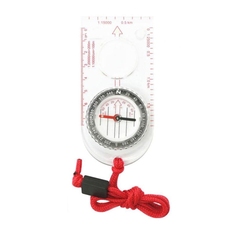 Outdoor Compass Map Scale with Magnifying Glass Multifunction (Blue)