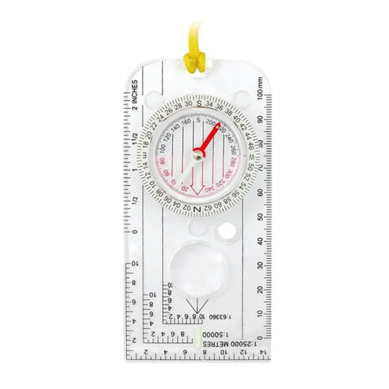 Outdoor Transparent Compass Map Scale (Black, White)