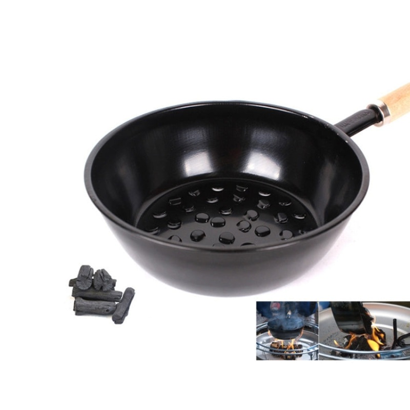 Outdoor Wood Burning Tool Portable Stove Charcoal Burner Pot (Black)