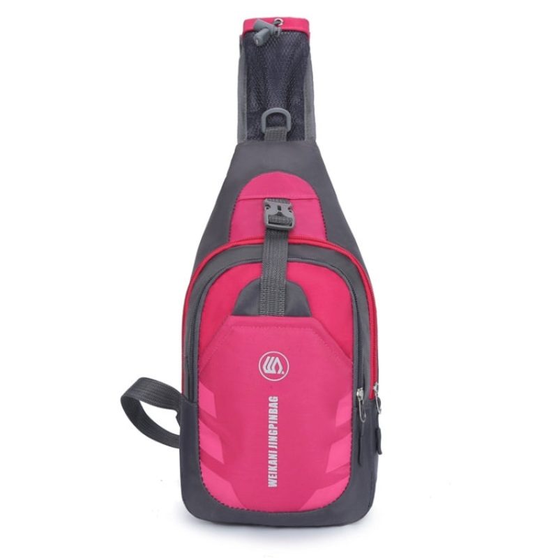Single Shoulder Diagonal Mini Chest Bag Outdoor Sports Bag (Rose Red)