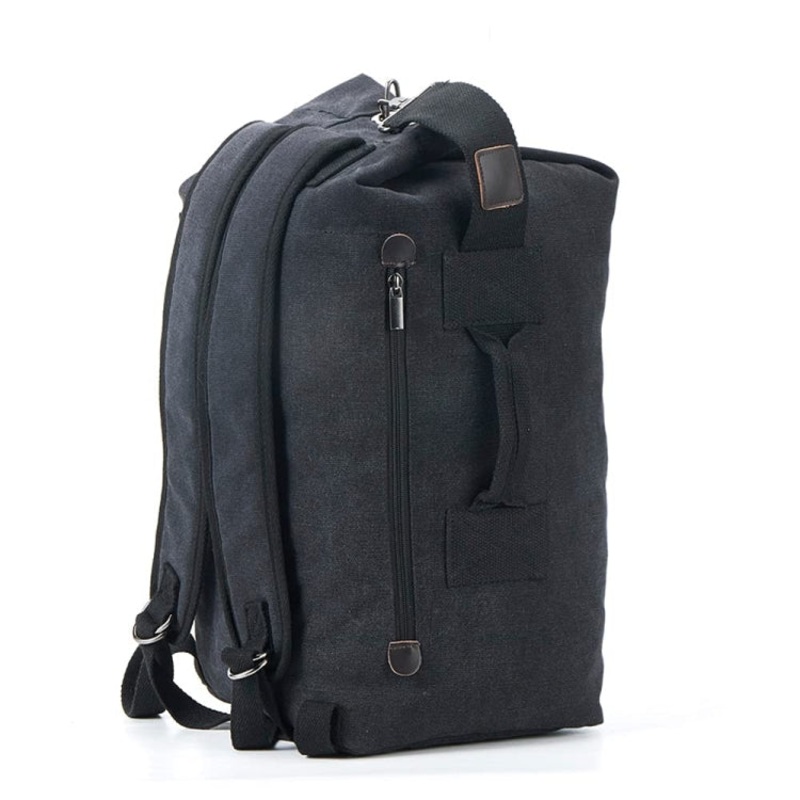Upgrade Outdoor Travel Canvas Double Shoulder Backpack Student Schoolbag (Small Black)