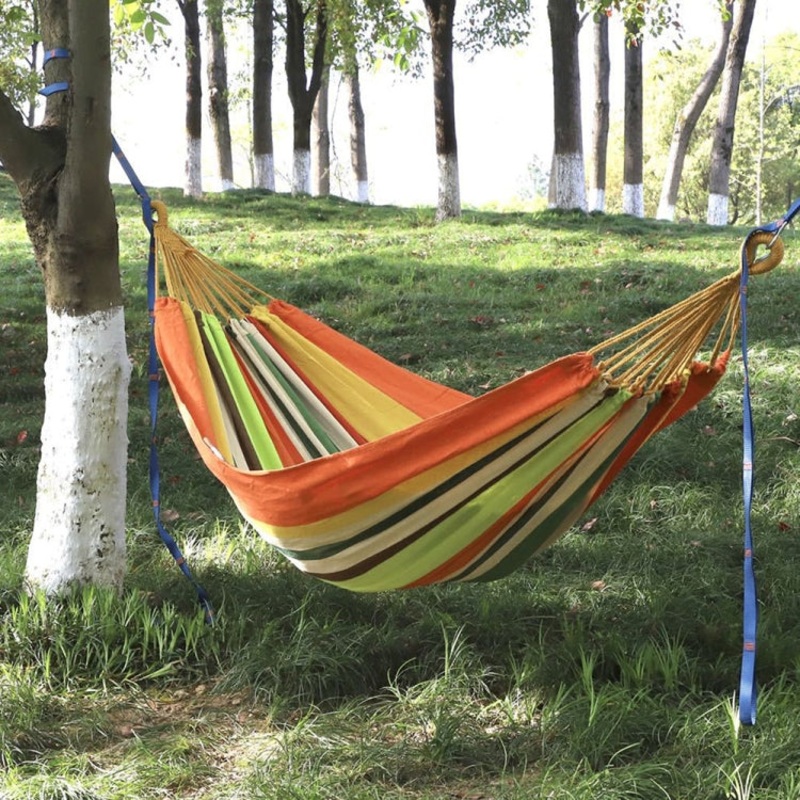 Outdoor Double Thickened Canvas Hammock Indoor Swing 200x100cm (Candy Color)