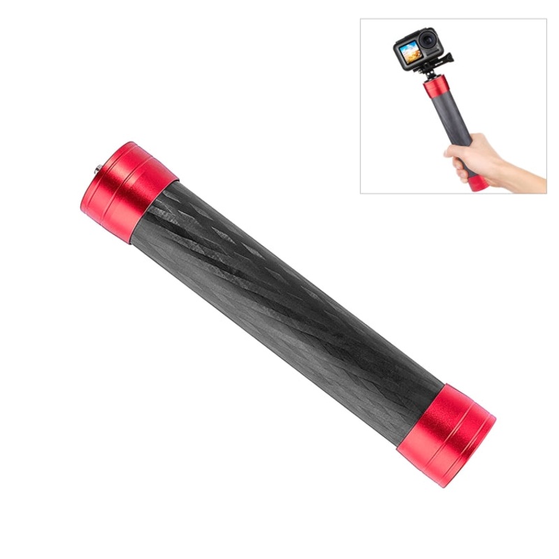 PULUZ 21cm Carbon Fiber Extension Monopod Stick for DJI / MOZA / Feiyu V2 / Zhiyun G5 Gimbal (Red)