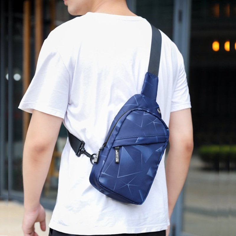 Men Chest Bag Messenger Bag Oxford Cloth Sports Bag Dynamic Blue (One Size)