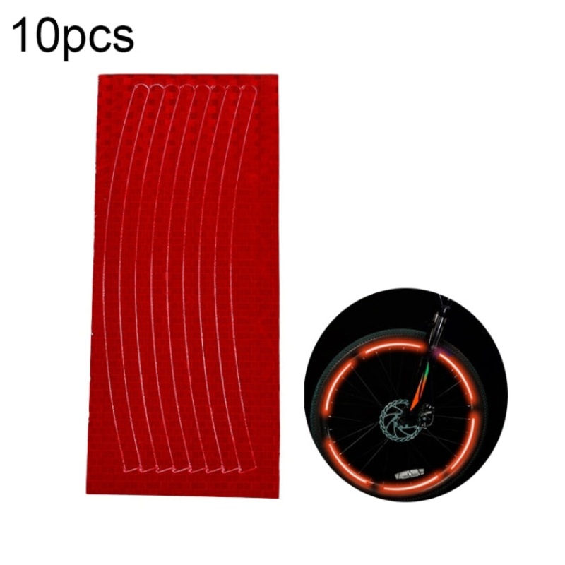 Reflective Stickers for Bicycle Rims Riding Equipment Accessories Red (10pcs)