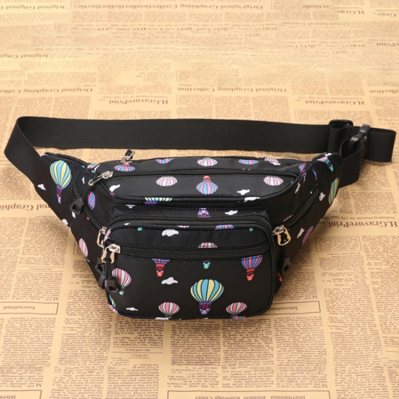 Women Summer Crossbody Waist Bag Large Capacity Cell Phone Bag (Balloon Black)